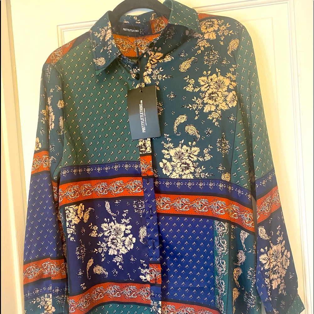 PrettyLittleThing blouse silky fabric